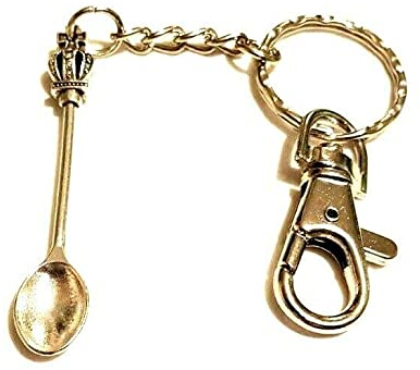 Mini Silver Alice Crown Spoon Keyring - Salt/Sugar Keychain Chef/Cook Keychain - Quirky Good Luck Charm - Spoon Theory