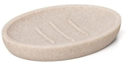 TATAY Porte-Savon de Salle de Bain Bora, Polyrésine, sans BPA, Couleur Beige. Mesures 13 x 9 x 1,9 cm
