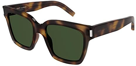 SAINT LAURENT Unisex SL 507-003 54 Acetate Sunglasses, Havana-Havana-Green