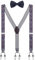 WANYING Herren Y-Form 6 Clips Hosenträger & zwei Fliegen 2 in 1 Set|3,5cm Breit Verlängerte Hosenträger für Körpergröße 170-200cm - Gedruckt Rosa Blumen & Jeansblau