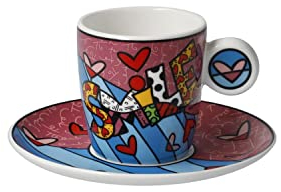 Goebel Romero Britto 66-452-85-1 Espresso Cup for Collecting, Smile, Fine Bone China, 0.1 L