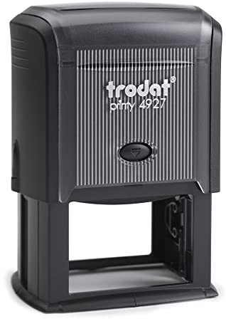 Trodat - Printy 4927 - Custom Stempel mit Wunschtext personalisieren, hier gleich online gestalten Gehäusefarbe schwarz – Adresstempel - Firmenstempel - mit Wunschtext - 60x40 mm - 10 Zeilen