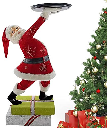 Ornamenti a forma di Babbo Natale, scultura artistica a forma di Babbo Natale, con vassoio per snack, decorazioni natalizie creative per bambini e adulti