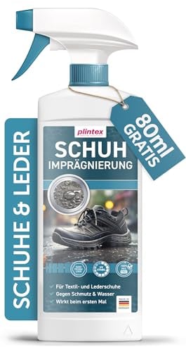PLINTEX® 580ml Schuh Imprägnierspray - effektiv gegen Regen & Nässe - Schuh Textilien Imprägnierung 100% biologisch abbaubar - Schuhimprägnierung