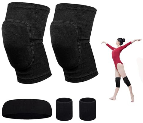 Scettar 2 Pièces Genouillères de Protection Stretch,Genouillere Danse Noir,Doux et Respirant Genouillère Sport pour Danse Yoga Football Jogging et Volleyball (L)