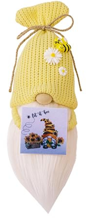 ENLACE Biene Wichtel, Frühling Sonnenblume Wichtel Figuren, Halten Sie Schild Hoch Bee Wichtel, Bee Puppe Frühlingsdeko Figuren für Kinder Frühling Sommer Geschenke, Gelb