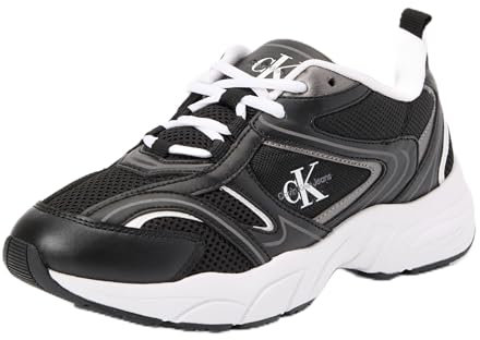Calvin Klein Jeans Femme Retro Tennis Mesh ML YW0YW01807 Baskets, Noir (Black/Bright White), 39 EU