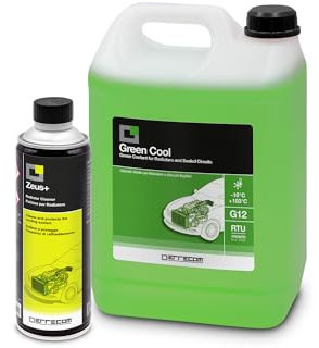 ERRECOM Kit Sostituzione Liquido Radiatore Verde, Contiene Zeus+ Detergente Disincrostante per Radiatore (350 mL) e Green Cool Liquido Radiatore Verde -10°C/+103°C Pronto all’Uso antigelo G12 (5 L)