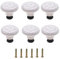 Mimhooy 6pcs Vintage Cabinet Pulls, Retro Dresser Knobs, Decorative Flower Knobs for Cupboards & Drawers - White, Furniture Pull Handles