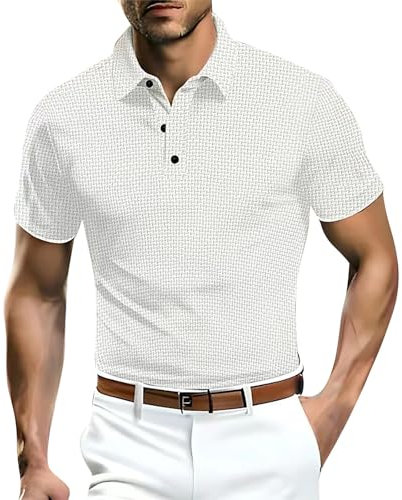 Men Mesh Ice Silk Short-Sleeved Polo Shirts - Golf Polo Shirts Cool Breathable Solid Polo Shirt Simple Business Formal Polo Shirts Work Polo Shirts Casual Lapel Polo Shirt for Any Occasion White
