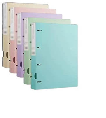 Zhaoj24-05 File Holder Organizer 5 Pcs File Folder Data Storage Binders A4 Insert Information Book Four Holes Punched Flipchart File Organizer With Transparent Inner Page Filing Folder for Office