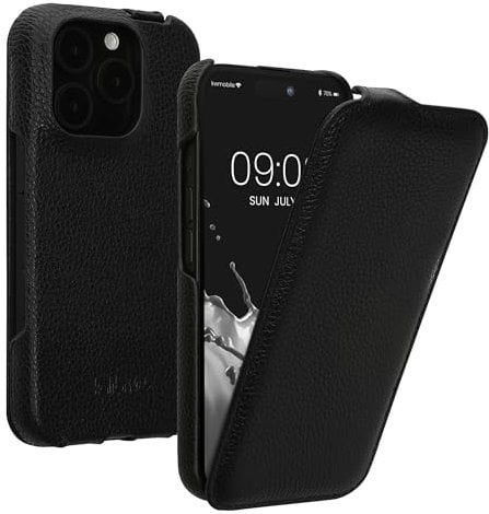 kalibri Custodia a Flip Ultra Slim Custodia compatibile con Apple iPhone 16 Pro - Pelle Custodia protettiva Case in nero