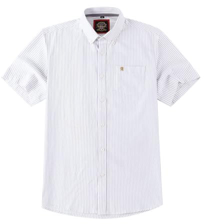 Mens Short Sleeve Oxford Shirt Plain or Stripe,Classic Fit,Button Down Collar & Pocket. Holiday Apparel Leisure Shirts. by Janeo British Apparel. Cool Grey Stripe, 3XL