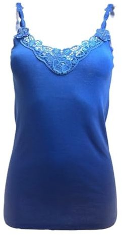 Toker Collection® Achseltop Damen Unterhemd mit elastischen Trägern im 3er Pack (DE/NL/SE/PL, Numerisch, 48, 50, Regular, Regular, Royalblau)
