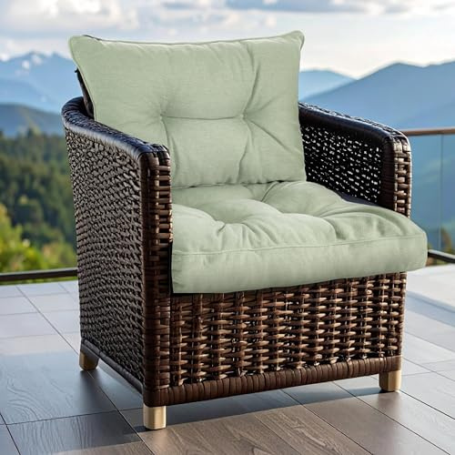 SLIPIO Outdoor Kissen für Gartenmöbel | Wasserfest Sitzkissen 70x70 cm & Rückenkissen 70x40 cm Polster Set für Gartenstühle | Hoch FÜLLPRO+ Füllung | Lounge Auflagen Stuhl, Gartenbank | Olivgrün