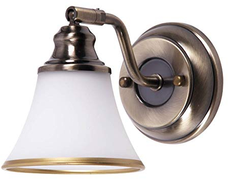 Licht-Erlebnisse Dekorative Wandleuchte in Bronze-Optik schwenkbar mit Schalter aus Edelstahl/Glas, H: 12,5 cm, geeignet als Spiegellicht, Flurlampe und Bilderlicht