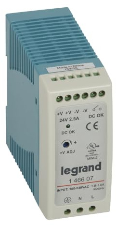 Legrand 146607 Stabilised Power Supply - 100/240 V - 24 VDC - 60 W