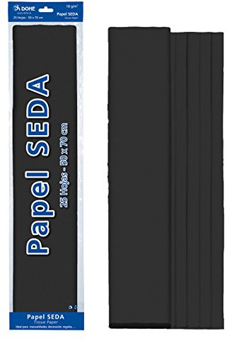 DOHE 30319 - Förpackning med 25 silkepapper, 50 x 70 cm, svart