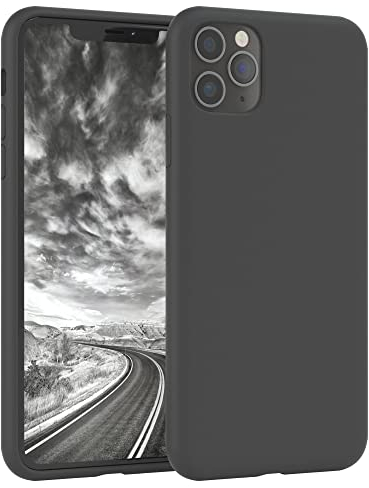 EAZY CASE Premium Silikon Handyhülle kompatibel mit iPhone 11 Pro Max, Slimcover mit Kameraschutz und Innenfutter, Silikonhülle, Schutzhülle, Bumper, Handy Case, Hülle, Softcase, Anthrazit