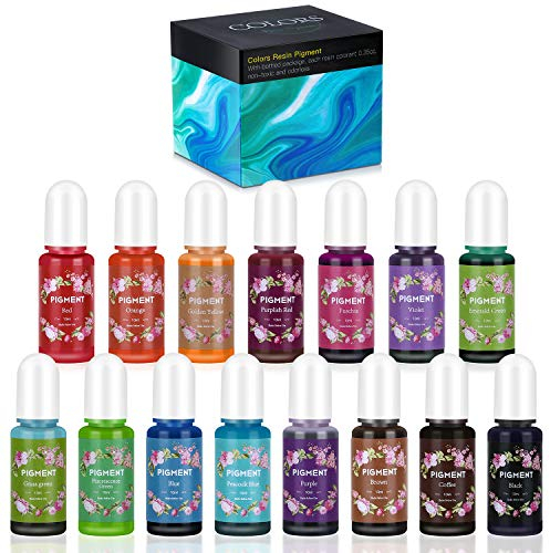 Epoxidharz Farbe, LUCPICT Flüssiges Epoxidharz Pigment mit 15 Farben (je 10 ml), Hochkonzentrierter Epoxidharz Farbstoff für Epoxidharz Farben, Schmuckherstellung, Kunsthandwerk