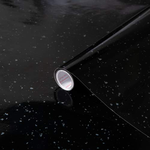 Create Your World 67.5cm x 5m d-c-fix BLACK GRANITE QUARTZ sticky back plastic vinyl wrap film (200-8297)