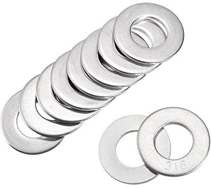 sourcing map 1/2 x 27 mm/1,06 OD 316 Rondella piatta in acciaio inox per bullone a vite, 15 pezzi