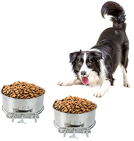 Andiker Edelstahl Hundenapf 2er Pack, Wassernapf und Futternapf für Hunde, 14 cm und 15,7 cm, 2 Stück strapazierfähige und abnehmbare Hundenapf zum Aufhängen am Käfig (8,5 cm)