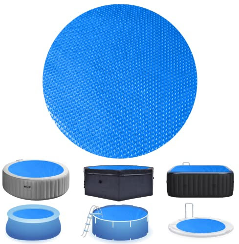 Evoio Solar Pool Cover 15 ft Round for Above Ground Inground Pools Bubble Wrap Covers for Hot Tub Spa Thermal Heating, 15 Mil Circle Blue Floating Blanket for 6-24 Foot Feet Diameter Swimming Pools