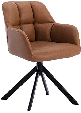 Wahson Sessel Kunstleder Schreibtischstuhl Drehstuhl ohne Rollen Modern Polsterstuhl für Home Office/Schlafzimmer/Wohnzimmer