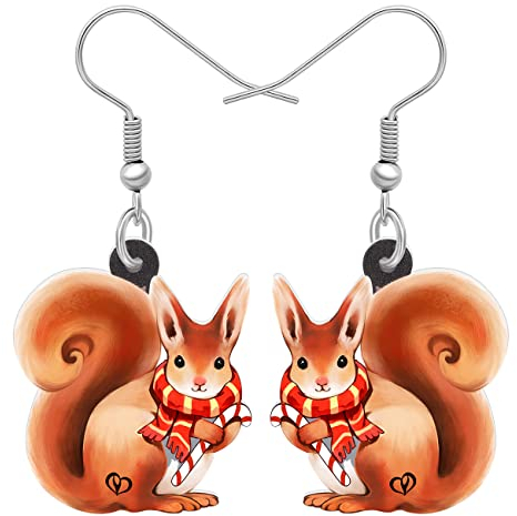 Weihnachten Eichhörnchen Ohrringe Acryl Eichhörnchen Dangle Schmuck Für Frauen Kinder Mädchen Charm (Mandarine)