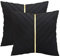 Tosleo Schwarzer Samt-Kissenbezug, 66x66 cm, 2 Stück mit goldenem Leder, dekorativer Couch-Kissenbezug, luxuriöse, moderne Kissenbezüge für Wohnzimmer, Schlafzimmer, Sofa, Bett, Schwarz, 2 Stück