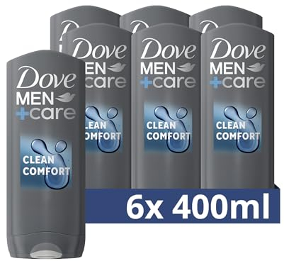 Dove Men+Care 3-in-1 Duschgel Clean Comfort Duschbad für Körper, Gesicht und Haar mit 24 Stunden Pflege Effekt 6x 400 ml