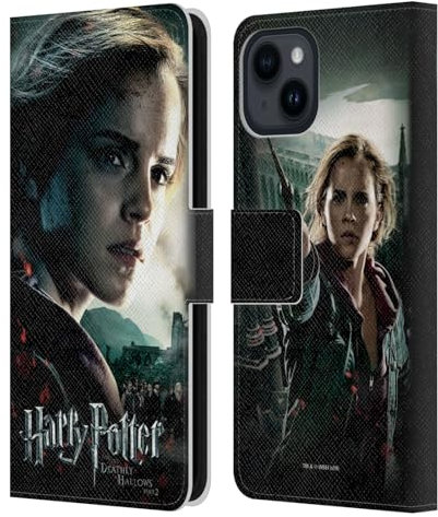 Head Case Designs Offizielle Harry Potter Hermione Granger Deathly Hallows VIII Leder Brieftaschen Handyhülle Hülle Huelle kompatibel mit Apple iPhone 15