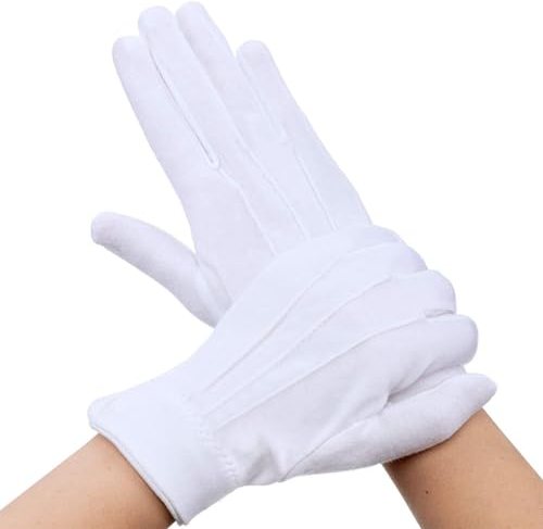 EODKSE 1 Paar Weiße Nylon Handschuhe mit Druckknopf - Ideal für Formelle Smokings, Zeremonielle Teamuniformen, Weihnachtsmann, Abendgarderobe, Cosplay und Schmuckinspektion, Ergänzung für jedes Outfit