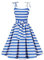 Odizli Rockabilly Kleider Damen 50er 60er Jahre Vintage Retro Petticoat Kleid Sommer Spaghettiträger Plaid Swing Faltenrock Festlich Partykleid Coctailkleid Ballkleid Abendkleid Blau Weiß Streifen M