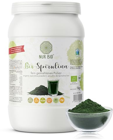 NUR BIO Bio Spirulina Pulver pflanzliches Eiweiß Rohkost ohne Zusätze 1kg
