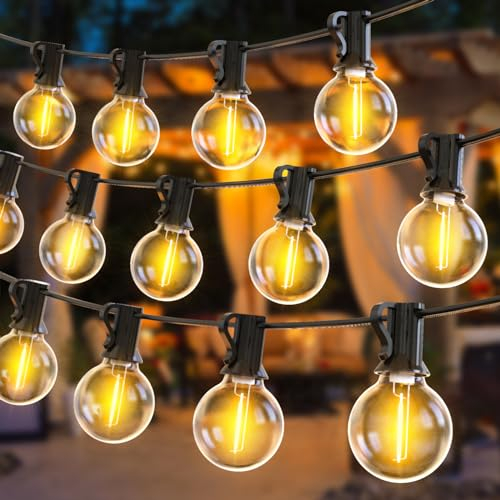 Woolmug Lichterkette Außen, 23M Outdoor Lichterkette Strom 30+3 G40 Glühbirnen LED lichterkette Außen, Wasserdicht Lichterketten Aussen für Weihnachten Hochzeit Party, Warmweiß 3 Stück