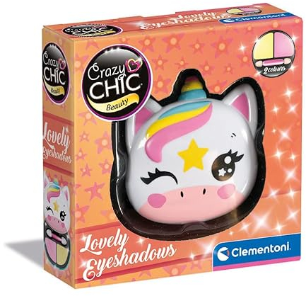 Clementoni Make-up-Tasche für Mädchen Crazy Chic – Lovely Eyeshadow: Einhorn, sicheres und hypoallergenes Lidschatten-Set, Mädchen 6 Jahre, leicht mit Wasser waschbar, 18805