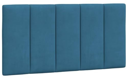 vidaXL Kopfteil Kissen Hanko, Kopfteilkissen mit Linien-Design, Bett Kopfkissen mit Klettverschlüssen auf Rückseite, Kopfteilpolster Kopfpolster, Blau 100cm Samt