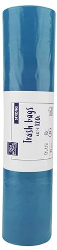 IDEA HOME Extra Heavy Duty Bin Bags 120L - Bin Liners 25 Pieces - Rubbish Bags - Bin Bag Perfect for Everyday Use, Household, Office, Kitchen & Caterers, Blue