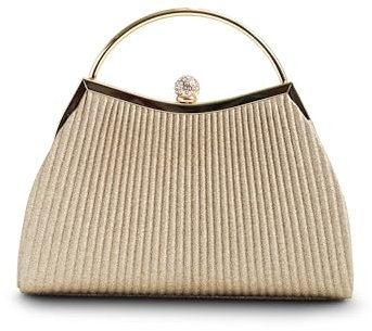 Michelle Moon - Pochette Elegante Beige per Matrimoni, Feste ed Eventi | Clutch Cerimonia Donna, Ideale come Borsa Elegante con Strass | Borsa a Mano per Occasioni Speciali