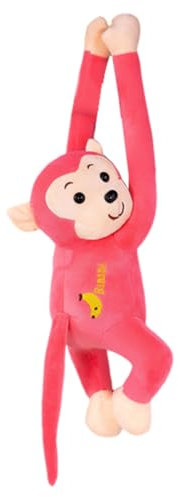 Singe Peluche, Singe Suspendu Rose, Peluche Animale Réaliste Singe aux Longs Bras, Jouets en Peluche Mignons, Singe Oreiller en Peluche Doux, Coussins Décoratifs de Canapé, Cadeau d'anniversaire