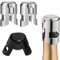 3 Stück Sektverschluss, Sektflaschenverschluss, Flaschenverschluss, Reusable Edelstahl Vakuumverschlusskappen, Champagner Verschluss, Edelstahl Sektflaschenverschluß(Silber, Schwarz)