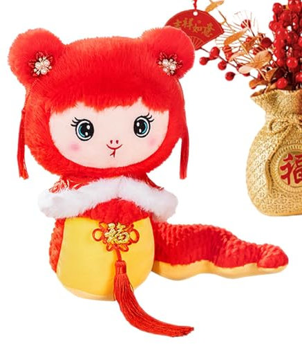 Iouyjiu Chinese New Year 2025 Snake Plush Doll: Cute Snake Mascot Plushie | Festive Spring Decoration for Celebrations | Soft Plush Ornament for Kids, Family, and Home Decoration