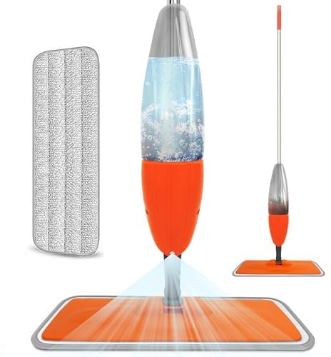 Macromax - Mopa de Microfibra para Limpieza de Suelos, mopa giratoria de 360° con Botella de Spray Recargable, diseño ecológico, Incluye Almohadilla de Microfibra Reutilizable, Ideal para Suelos de