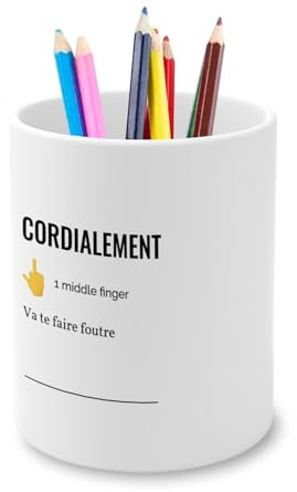 Fabulous Pot à Crayon en Céramique - Cordialement Jargon Travail Office Email Icone Bureau Collegue Humour - 325 ml