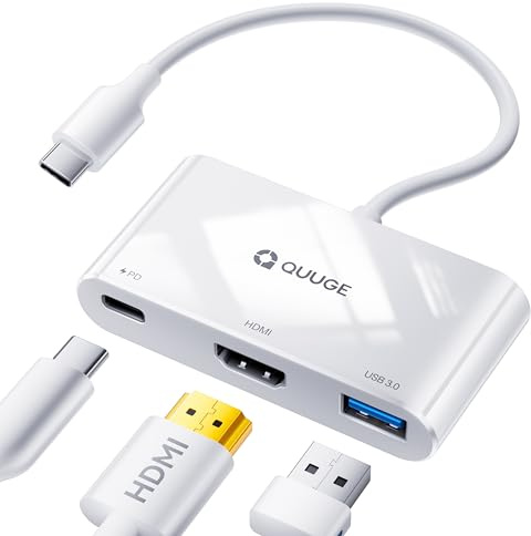 USB C Hub Multiport Adapter: QUUGE 3in1 USB C Hub mit 4K HDMI, 100 W Stromversorgung, USB 3.0Datenanschluss, digitaler AV Multiport Adapter für MacBook und andere Laptops