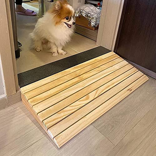 Dog Ramps for Cars Wooden Threshold Ramp for Wheelchair, Mobility Scooters & Disabled Pets - Anti-Slip Curb Driveway Step Stairs