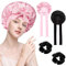 2 Stück Satin Haarhaube für Damen, Satin Bonnet Nacht Schlafmütze mit 2 Haargummis, Verstellbare Seidenhaube zum Schlafen für Schlaf, Dusche, Haarpflege, Spa, Friseursalons, Die Nacht, Waschen Make-Up