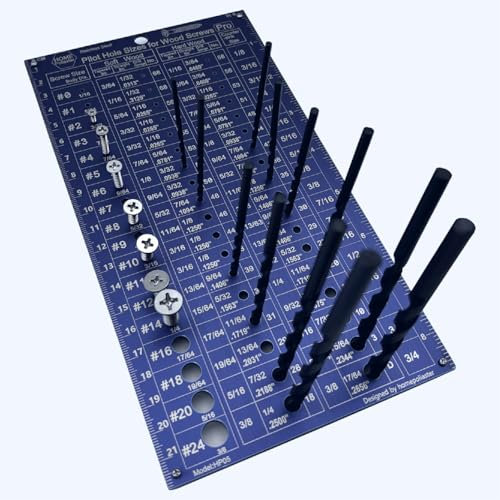 Pilot Hole Sizes for Wood Screws Pro (#0-#24 Wood Screws) | Drill Gauge with Countersink Size | Pilot Hole Size Guide for Tapered & Straight Bits for Softwood & Hardwood (Pro Version)
